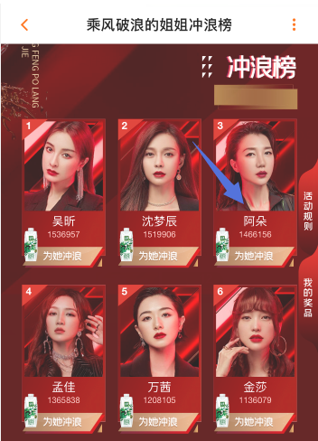 《乘风破浪的姐姐》冲浪榜投票通道