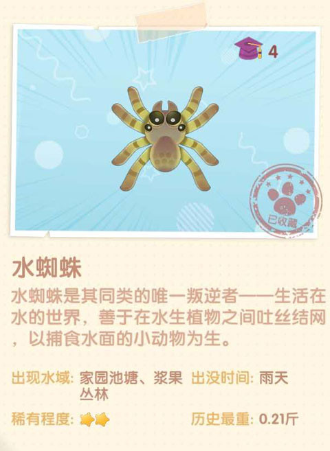 《摩尔庄园》水蜘蛛图鉴