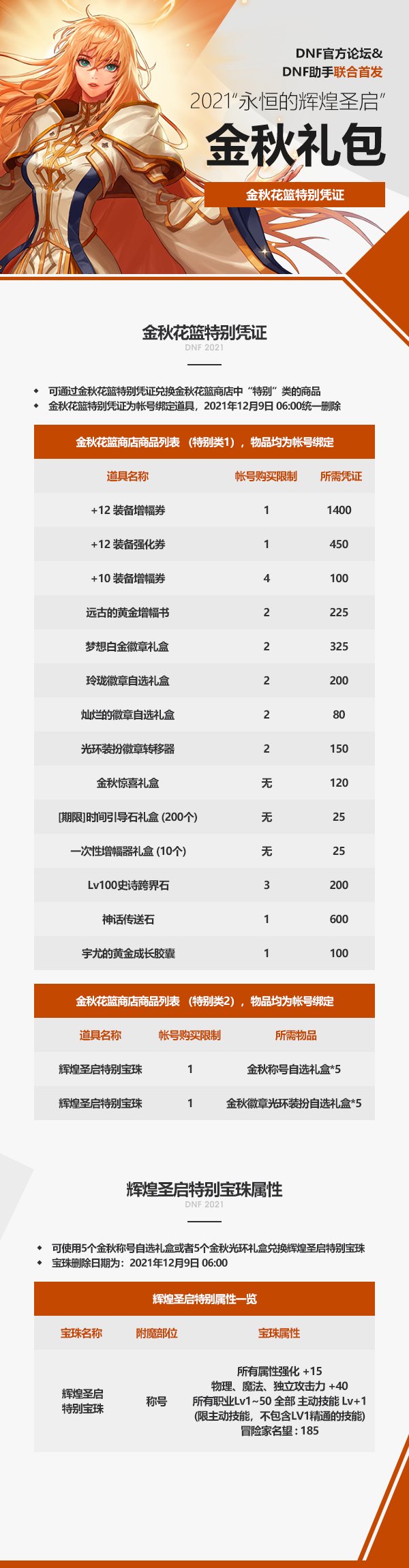 《DNF》2021金秋国庆套礼包金秋花篮特别凭证介绍