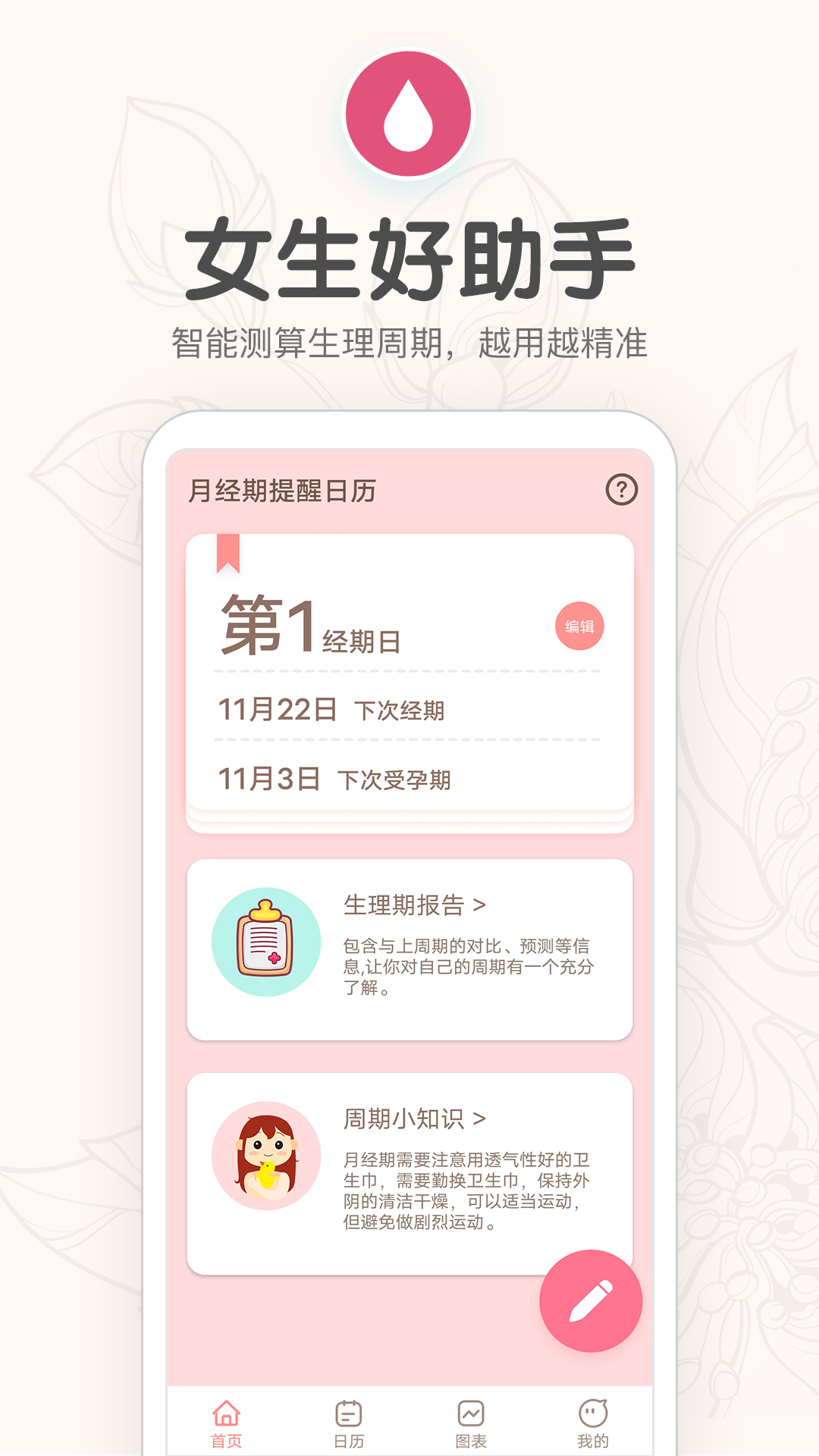 月经期提醒日历截图