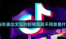 您当年退出文坛的时候我就不同意是什么梗