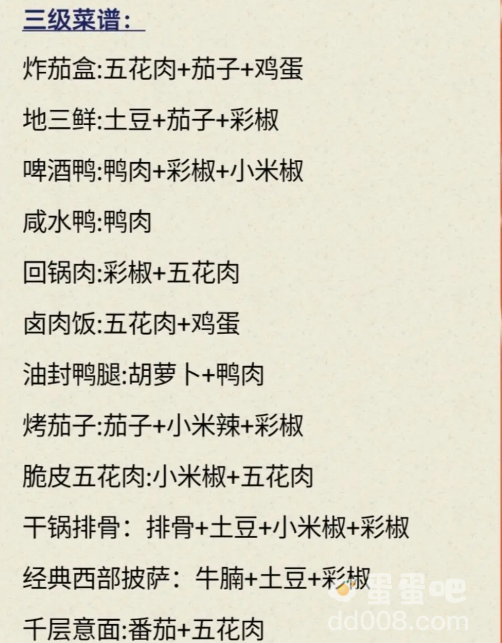 《我的休闲时光》菜谱大全